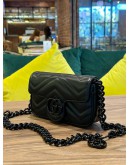GUCCI 2 IN 1 SUPER MINI GG MARMONT IN FULL BLACK WITH REMOVABLE CHAIN