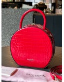 KATE SPADE NEW YORK ANDI CANTEEN IN RED EMBOSSED CROCODIPE LEATHER