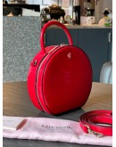 KATE SPADE NEW YORK ANDI CANTEEN IN RED EMBOSSED CROCODIPE LEATHER