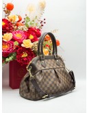 LOUIS VUITTON TREVI PM TOP HANDLE BAG WITH STRAP IN BROWN DAMIER EBENE CANVAS