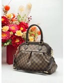 LOUIS VUITTON TREVI PM TOP HANDLE BAG WITH STRAP IN BROWN DAMIER EBENE CANVAS