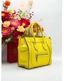 CELINE LUGGAGE MICRO TOP HANDLE BAG IN YELLOW PEBBLED LEATHER