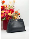FENDI PEEKABOO ISEEU MEDIUM MONSTER EYES TOP HANDLE BAG IN BLACK CALFSKIN LEATHER WITH SNAKESKIN & CROCODILE LEATHER ACCENTS