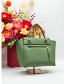 CELINE BELT BAG MICRO TOP HANDLE BAG WITH STRAP IN SOFT GREEN GRAINED CALFSKIN LEATHER