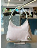 GUCCI ABBEY D-RING SHOULDER BAG IN POWDER PINK GG CANVAS & IVORY CALF LEATHER