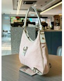 GUCCI ABBEY D-RING SHOULDER BAG IN POWDER PINK GG CANVAS & IVORY CALF LEATHER