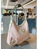 GUCCI ABBEY D-RING SHOULDER BAG IN POWDER PINK GG CANVAS & IVORY CALF LEATHER