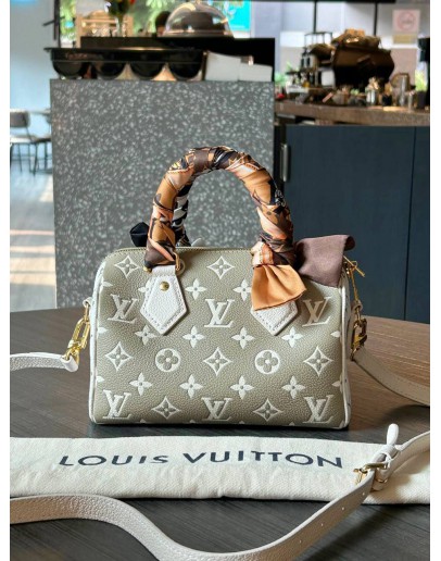 LOUIS VUITTON SPEEDY BANDOULIERE 20 IN KHAKI / MATCHA GREEN EMPREINTE MONOGRAM LEATHER