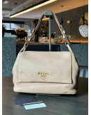 PRADA VITELLO DAINO FLAP SHOULDER BAG IN SOFT BEIGE