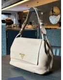 PRADA VITELLO DAINO FLAP SHOULDER BAG IN SOFT BEIGE