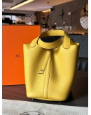 2024 HERMES PICOTIN 18 JAUNE DE NAPLES CLEMENCE LEATHER