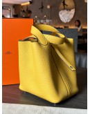 2024 HERMES PICOTIN 18 JAUNE DE NAPLES CLEMENCE LEATHER