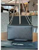 YSL YVES SAINT LAURENT MEDIUM KATE IN BLACK GRAINED POUDRE LEATHER WITH SILVER HARDWARE