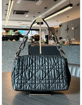 CHRISTIAN DIOR VINTAGE DELICES FLAP BAG IN BLACK CANNAGE LAMBSKIN LEATHER
