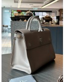 CHRISTIAN DIOR DIOREVER HANDLE HANDBAG IN LIGHT BROWN / GREY-ISH GRAINED CALF LEATHER IN SILVER HARDWARE  WITH STRAP