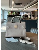 CHRISTIAN DIOR DIOREVER HANDLE HANDBAG IN LIGHT BROWN / GREY-ISH GRAINED CALF LEATHER IN SILVER HARDWARE  WITH STRAP