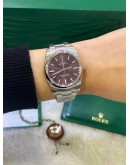 ROLEX OYSTER PERPETUAL 34MM PURPLE DIAL REF 114200 PURPLE DIAL AUTOMATIC WATCH