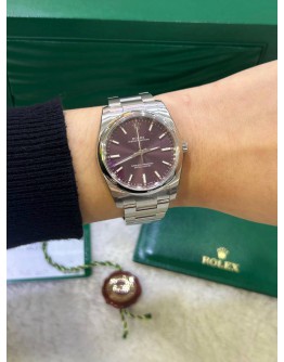 ROLEX OYSTER PERPETUAL 34MM PURPLE DIAL REF 114200 PURPLE DIAL AUTOMATIC WATCH