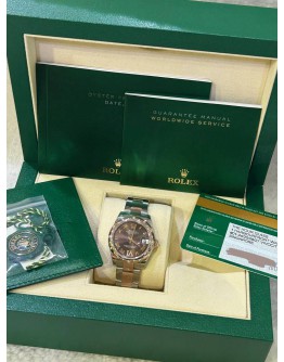ROLEX DATEJUST 31 REF 178341 HALF 18K 750 EVEROSE GOLD / BRONZE BROWN DIAMONDS DIAL ROMAN NUMBERALS 31MM AUTOMATIC WATCH