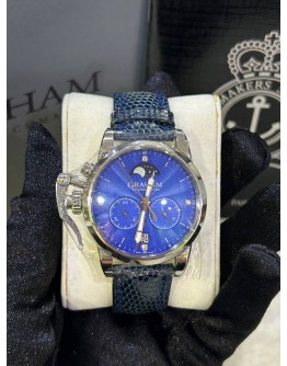 GRAHAM CHRONOFIGHTGER 1695 LADY MOON MOONPHASE REF 2CXBS BLUE DIAMONDS DIAL 36MM QUARTZ WATCH