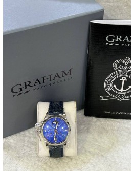 GRAHAM CHRONOFIGHTGER 1695 LADY MOON MOONPHASE REF 2CXBS BLUE DIAMONDS DIAL 36MM QUARTZ WATCH