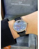 GIRARD-PERREGAUX YEAR 2018 CAT’S EYE BLUE START DIAMONDS MOTHER OF PEARL 18K 750 WHITE GOLD MOON FACE 35MM AUTOMATIC WATCH