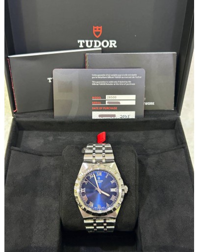 TUDOR ROYAL REF 28500 BLUE DIAL ROMAN NUMBERALS 38MM AUTOMATIC WATCH