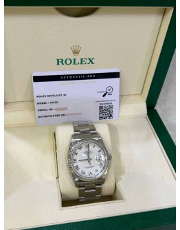 ROLEX DATEJUST 36 REF 16220 WHITE DIAL ROMAN NUMBERALS 36MM AUTOMATIC WATCH