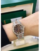 ROLEX DATEJUST 31 REF 278381RBR HALF 18K 750 EVEROSE GOLD BROWN & DIAMONDS DIAL WITH DIAMONDS BEZEL 31MM AUTOMATIC WATCH