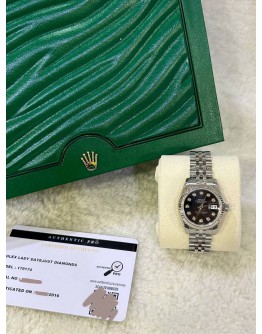 ROLEX LADY DATEJUST REF 179174 JUBILEE BLACK DIAMOND DIAL 26MM AUTOMATIC WATCH