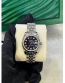 ROLEX LADY DATEJUST REF 179174 JUBILEE BLACK DIAMOND DIAL 26MM AUTOMATIC WATCH