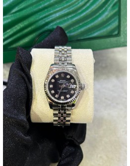 ROLEX LADY DATEJUST REF 179174 JUBILEE BLACK DIAMOND DIAL 26MM AUTOMATIC WATCH