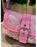 COACH VINTAGE Y2K SHOULDER BAG IN PINK LEATHER & CC CANVAS