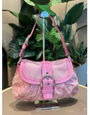 COACH VINTAGE Y2K SHOULDER BAG IN PINK LEATHER & CC CANVAS