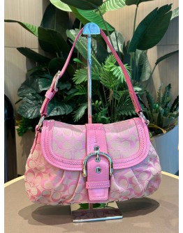 COACH VINTAGE Y2K SHOULDER BAG IN PINK LEATHER & CC CANVAS