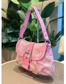COACH VINTAGE Y2K SHOULDER BAG IN PINK LEATHER & CC CANVAS