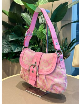 COACH VINTAGE Y2K SHOULDER BAG IN PINK LEATHER & CC CANVAS