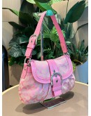 COACH VINTAGE Y2K SHOULDER BAG IN PINK LEATHER & CC CANVAS