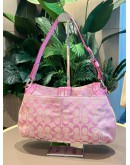 COACH VINTAGE Y2K SHOULDER BAG IN PINK LEATHER & CC CANVAS