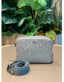 CHRISTIAN DIOR ZIPPED POUCH WITH STRAP IN GREY DIOR OBLIQUE JACQUARD CANVAS