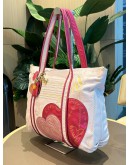 COACH TOTE BAG IN PINK & WHITE WITH HEART PATTERN