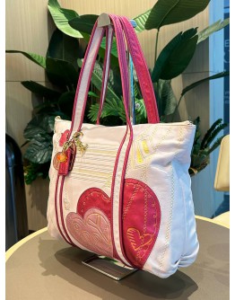 COACH TOTE BAG IN PINK & WHITE WITH HEART PATTERN