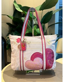 COACH TOTE BAG IN PINK & WHITE WITH HEART PATTERN