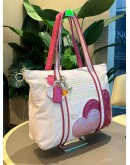 COACH TOTE BAG IN PINK & WHITE WITH HEART PATTERN