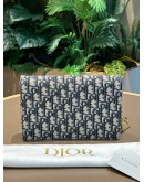 CHRISTIAN DIOR SADDLE CHAIN POUCH IN BLUE DIOR OBLIQUE JACQUARD CANVAS