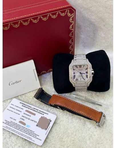 CARTIER SANTOS XL WSSA00188 NATURAL DIAMONDS 39.8MM X 47.5MM AUTOMATIC WATCH