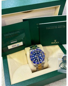 ROLEX SUBMARINER DATE HALF 18K 750 YELLOW GOLD REF 126613LB BLUE DIAL  41MM AUTOMATIC WATCH