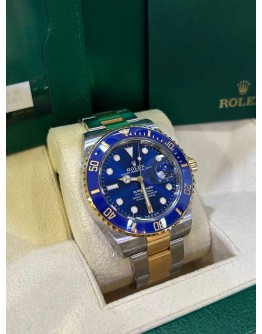 ROLEX SUBMARINER DATE HALF 18K 750 YELLOW GOLD REF 126613LB BLUE DIAL  41MM AUTOMATIC WATCH