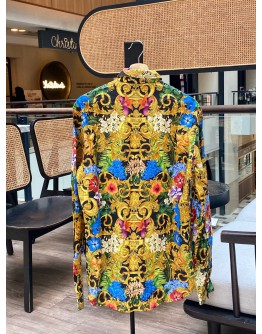 VERSACE JEANS COUTURE MENS TROPICAL L PRINT LONG SLEEVE SHIRT