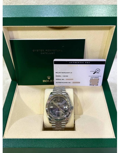 ROLEX DATEJUST 41 REF 126300 JUBILEE RARE GREEN ROMAN NUMBERALS DIAL 41MM AUTOMATIC WATCH